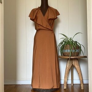 Vince Rust colored wrap around. Long dress size Small